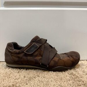Coach Kyrie Shoes Womens Size 8.5 Brown Signature Canvas Sneakers Athletic